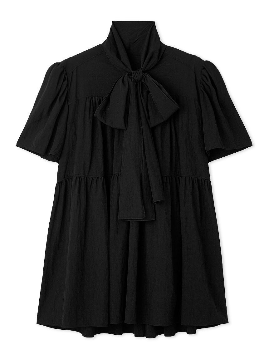 FURFUR「ボウタイギャザーチュニックシャツ」|ワンピース|BLK