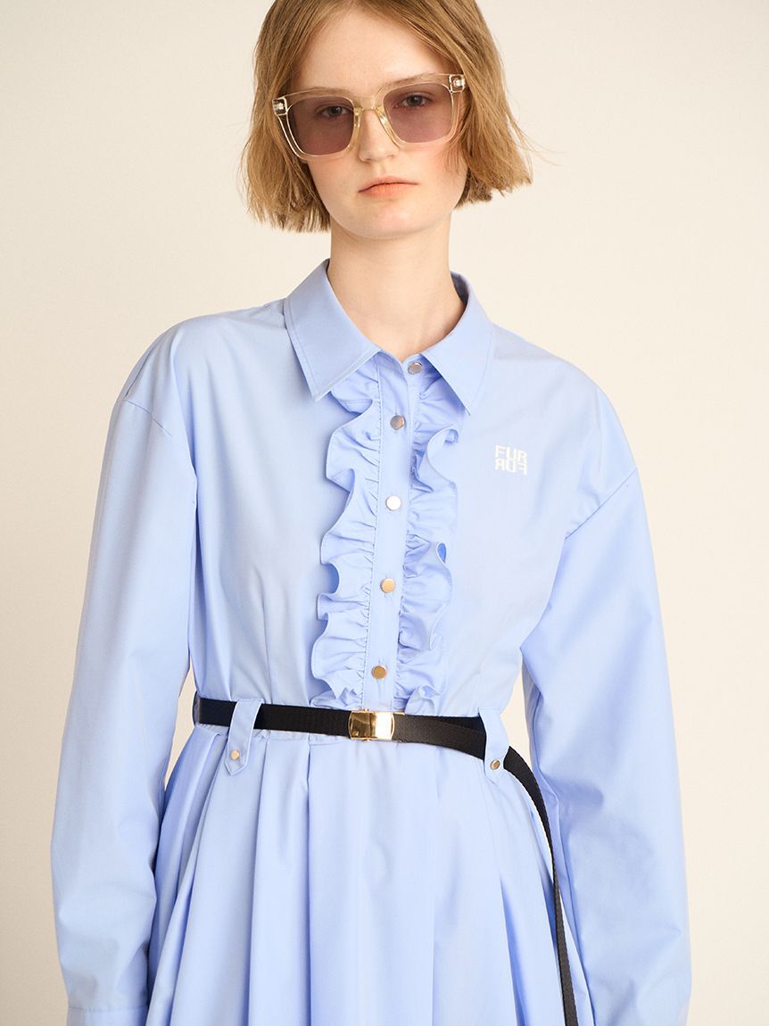 FURFUR「【限定サイズ】ベルト付きフリルシャツワンピース」|ワンピース|