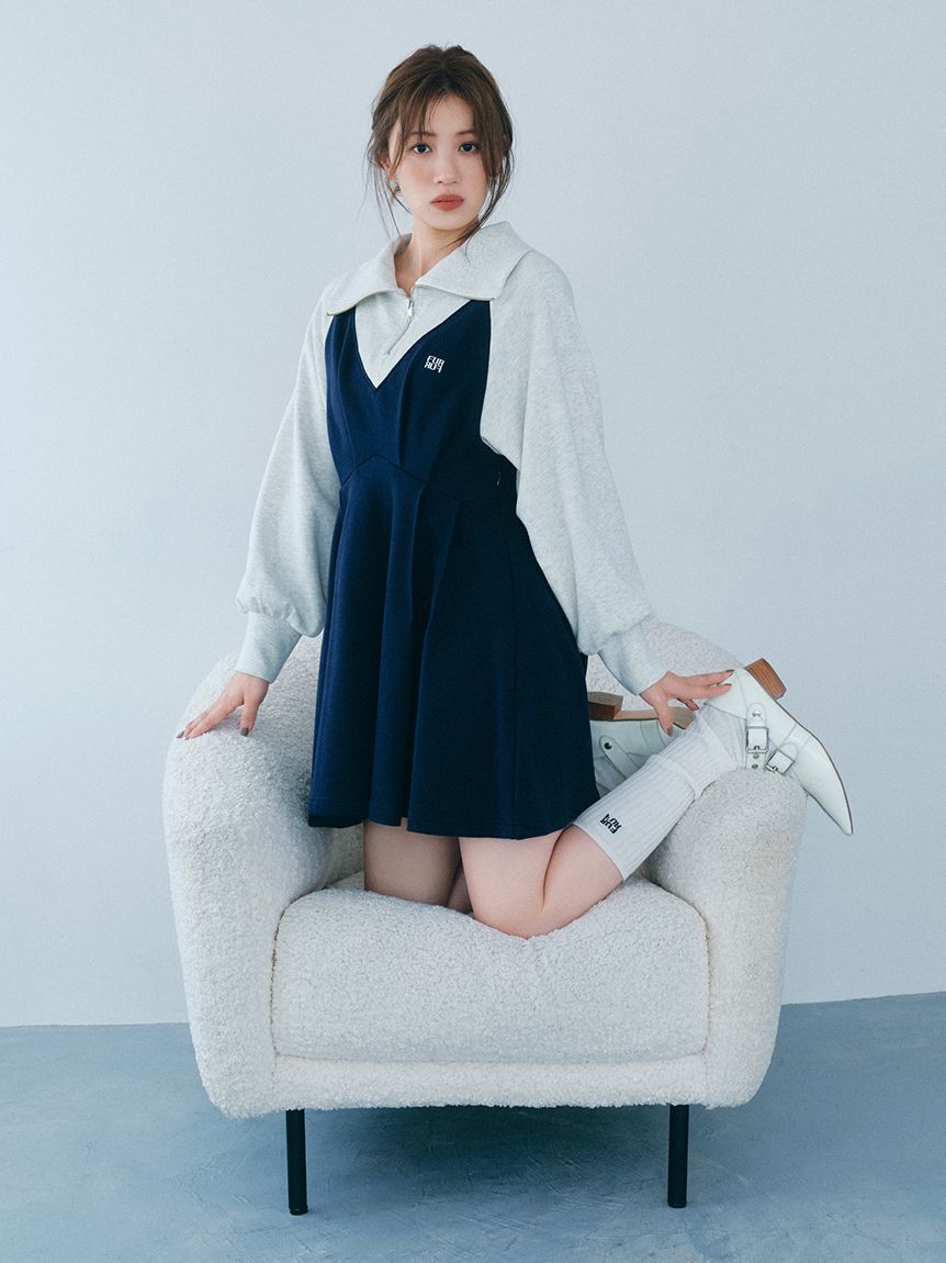 FURFUR「ハーフジップスウェットミニワンピース」|ワンピース|NVY