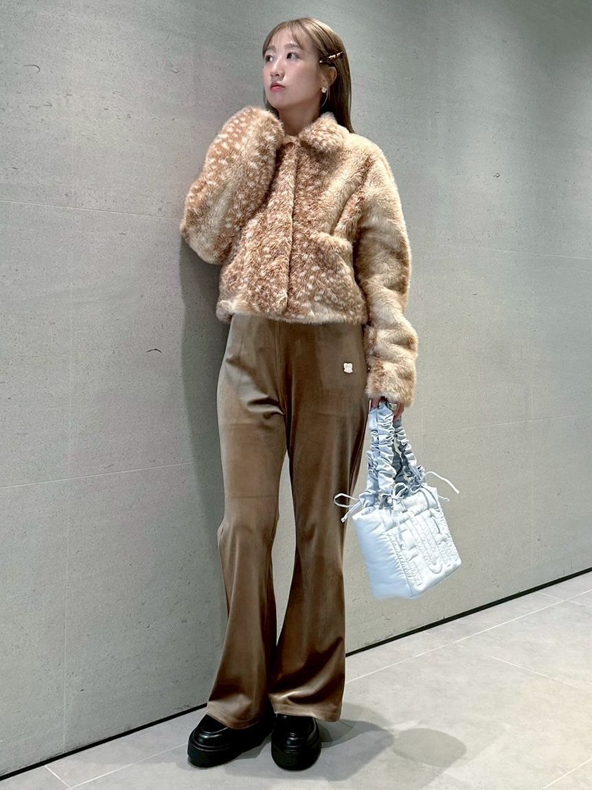 FURFUR「リボン刺繍イージーベロアパンツ」|チノ|