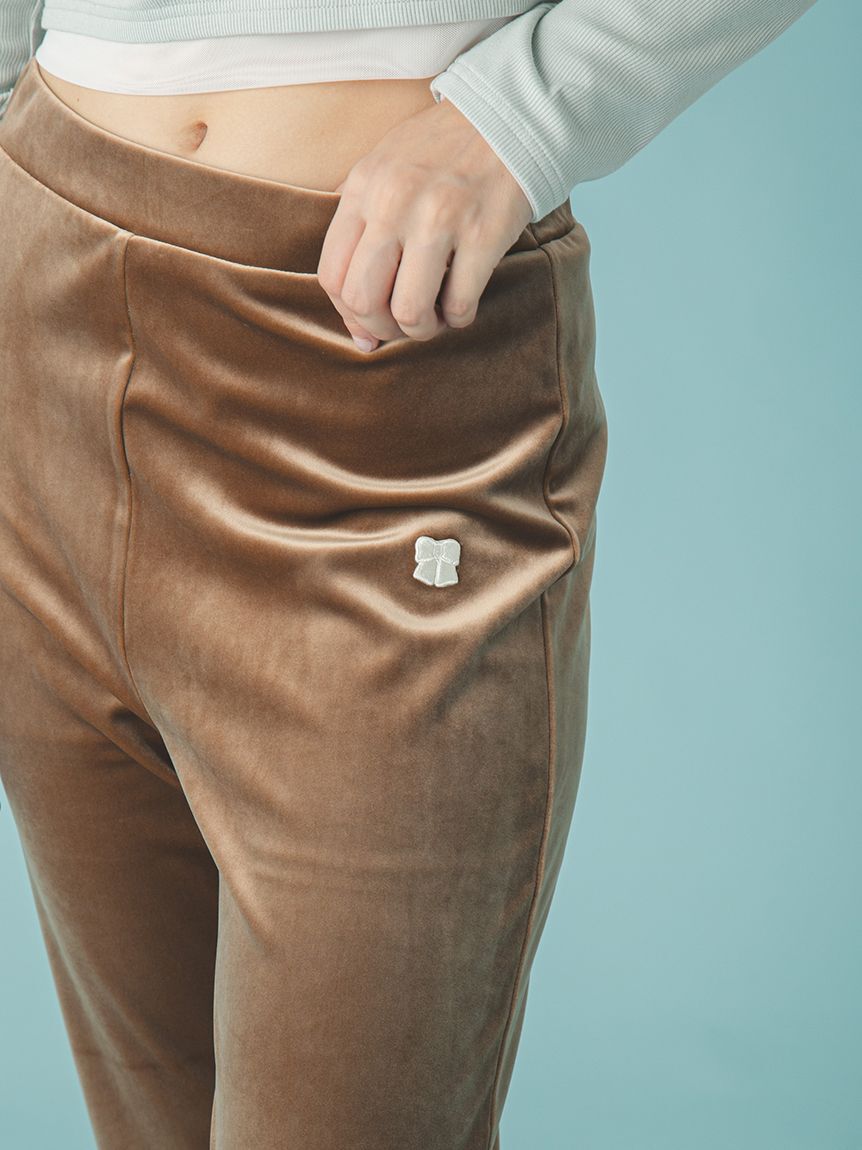 FURFUR「リボン刺繍イージーベロアパンツ」|チノ|
