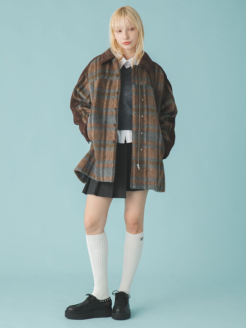 FURFUR「2WAYエコファーカラーシャツコート」|ステンカラーコート|