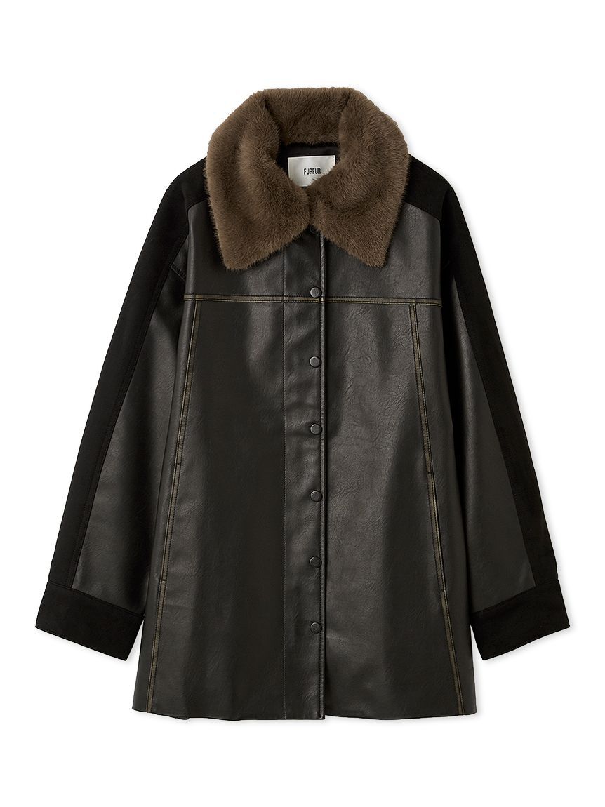 FURFUR「2WAYエコファーカラーシャツコート」|ステンカラーコート|
