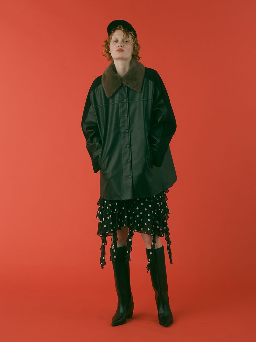 FURFUR「2WAYエコファーカラーシャツコート」|ステンカラーコート|