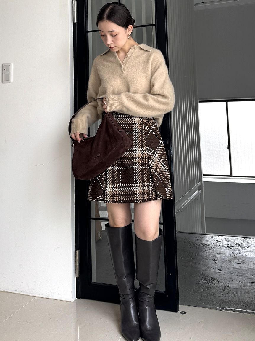 SNIDEL「Sustainableロービングチェックミニスカート」|スカート|