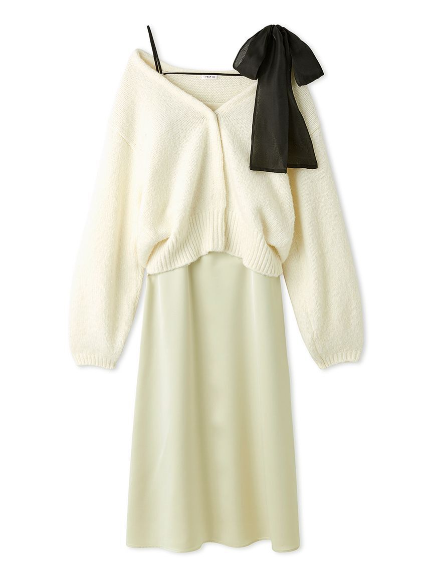 FRAY I.D「カーデセットリボンショルダーワンピース」|ワンピース|