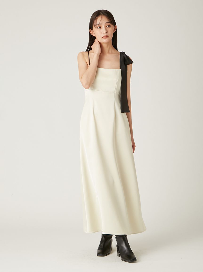 FRAY I.D「カーデセットリボンショルダーワンピース」|ワンピース|