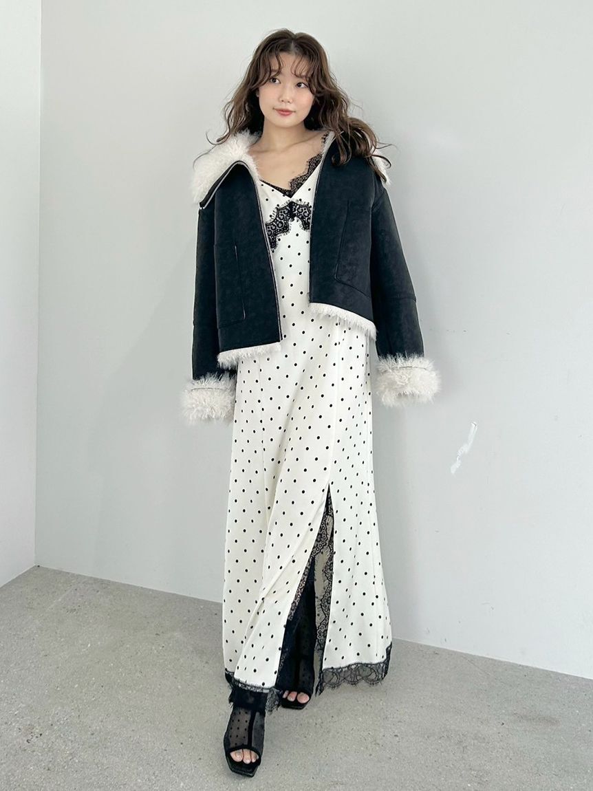 FRAY I.D「【限定カラー】レーストリムキャミワンピース」|ワンピース|