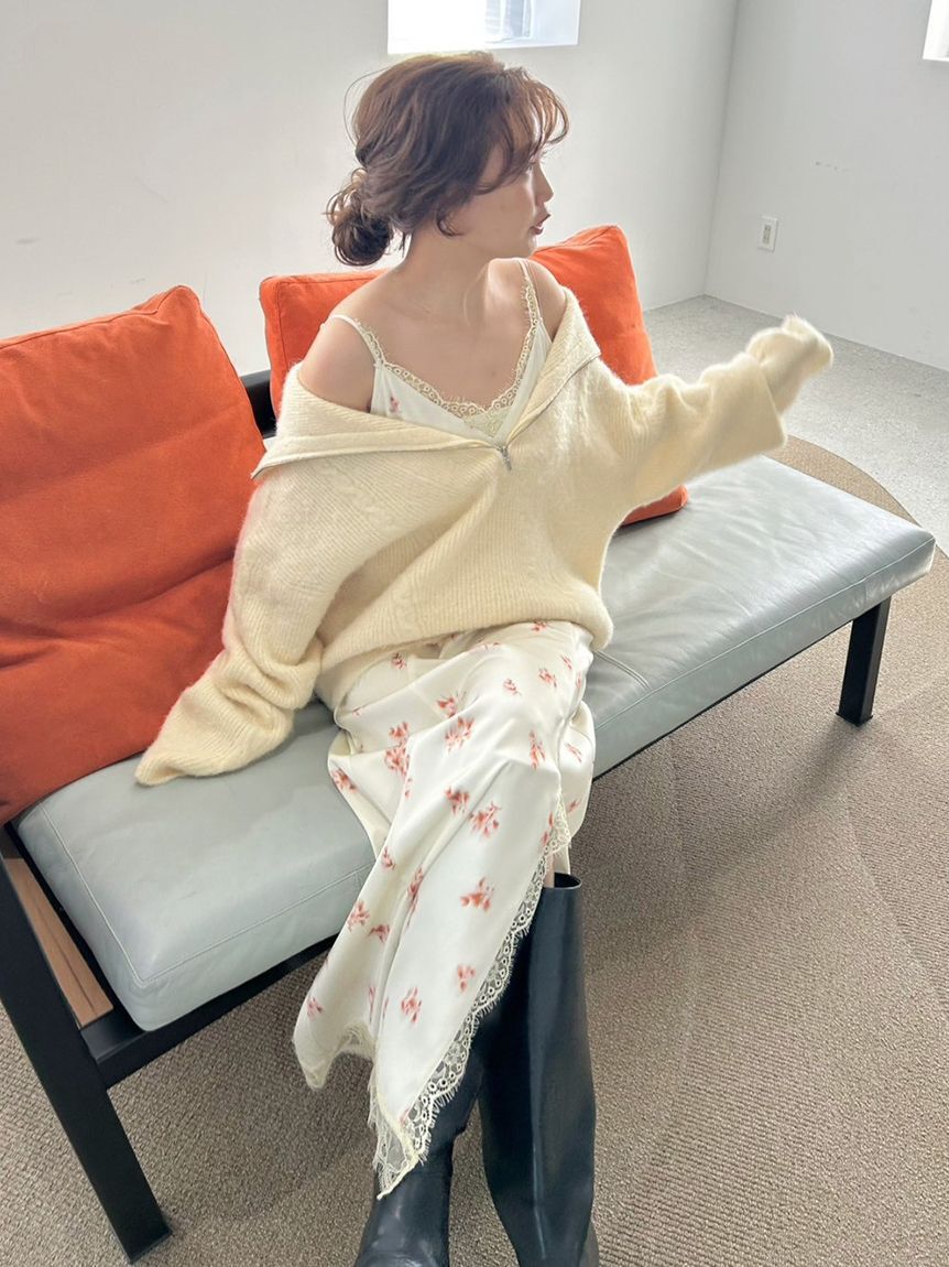 FRAY I.D「【限定カラー】レーストリムキャミワンピース」|ワンピース|