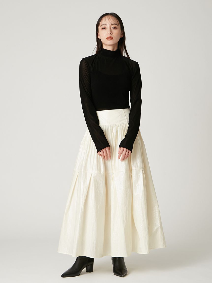 FRAY I.D「バックオープンフロッキーチュールトップス」|Tシャツ・カットソー|