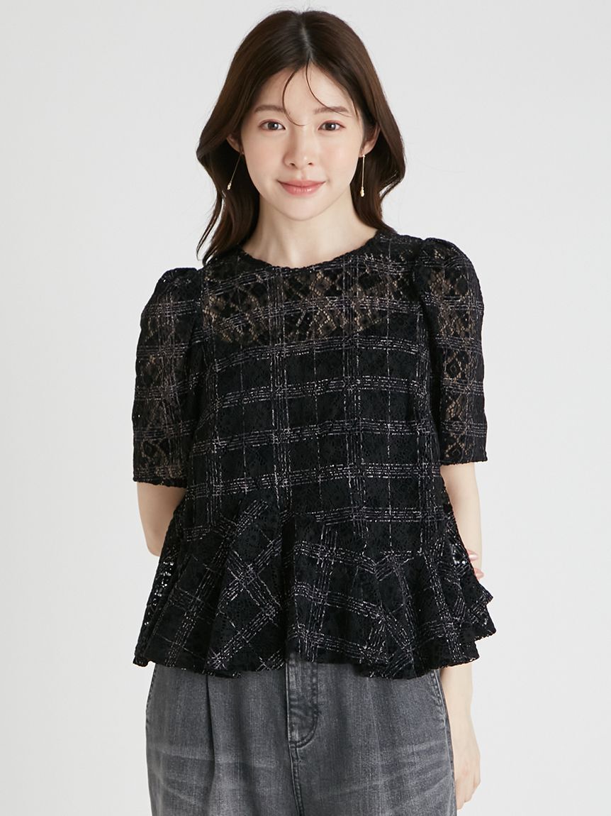 CELFORD「ブラッシュドレースペプラムトップス」|Tシャツ・カットソー|