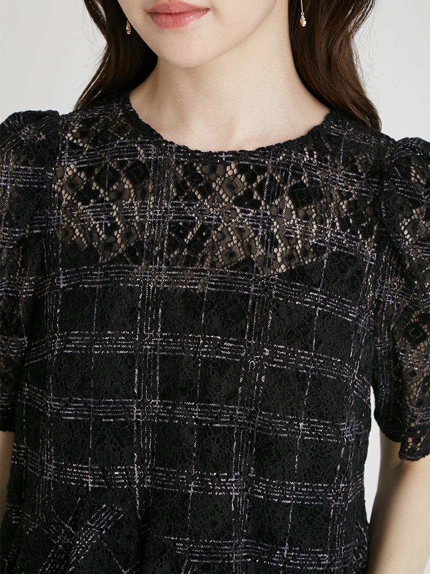 CELFORD「ブラッシュドレースペプラムトップス」|Tシャツ・カットソー|