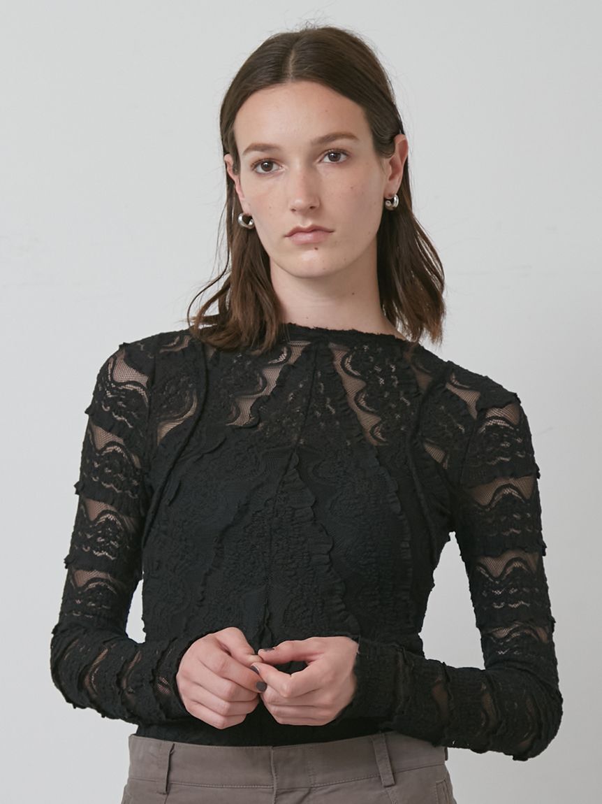 styling/「ラッフルレース2WAYシアートップス」|Tシャツ・カットソー|