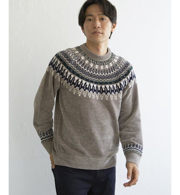 ikka「モール求心柄ニット」|プルオーバー|グレイ