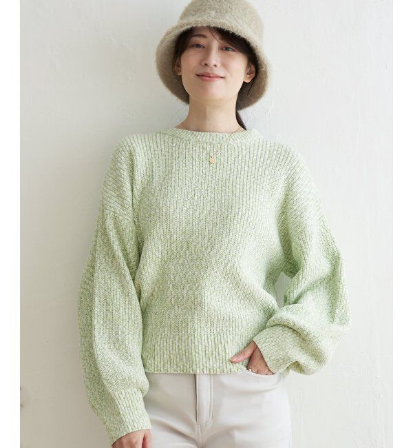 ikka「太畦モールニット」|プルオーバー|ミントグリン
