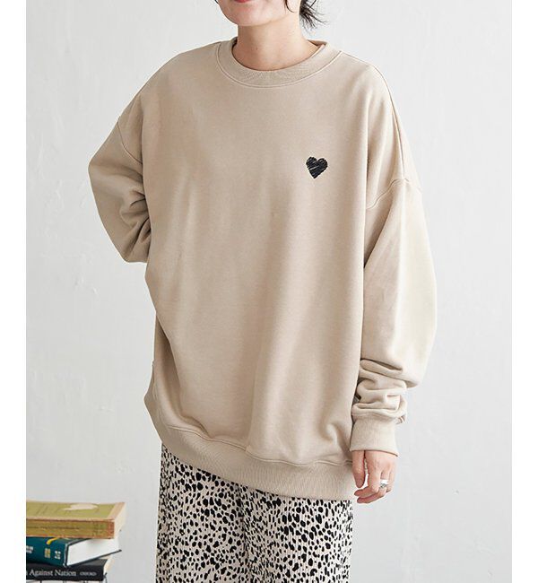 VENCE share style「ラメ裏毛ハートスウェット」|スウェット・ジャージ|ベージュ