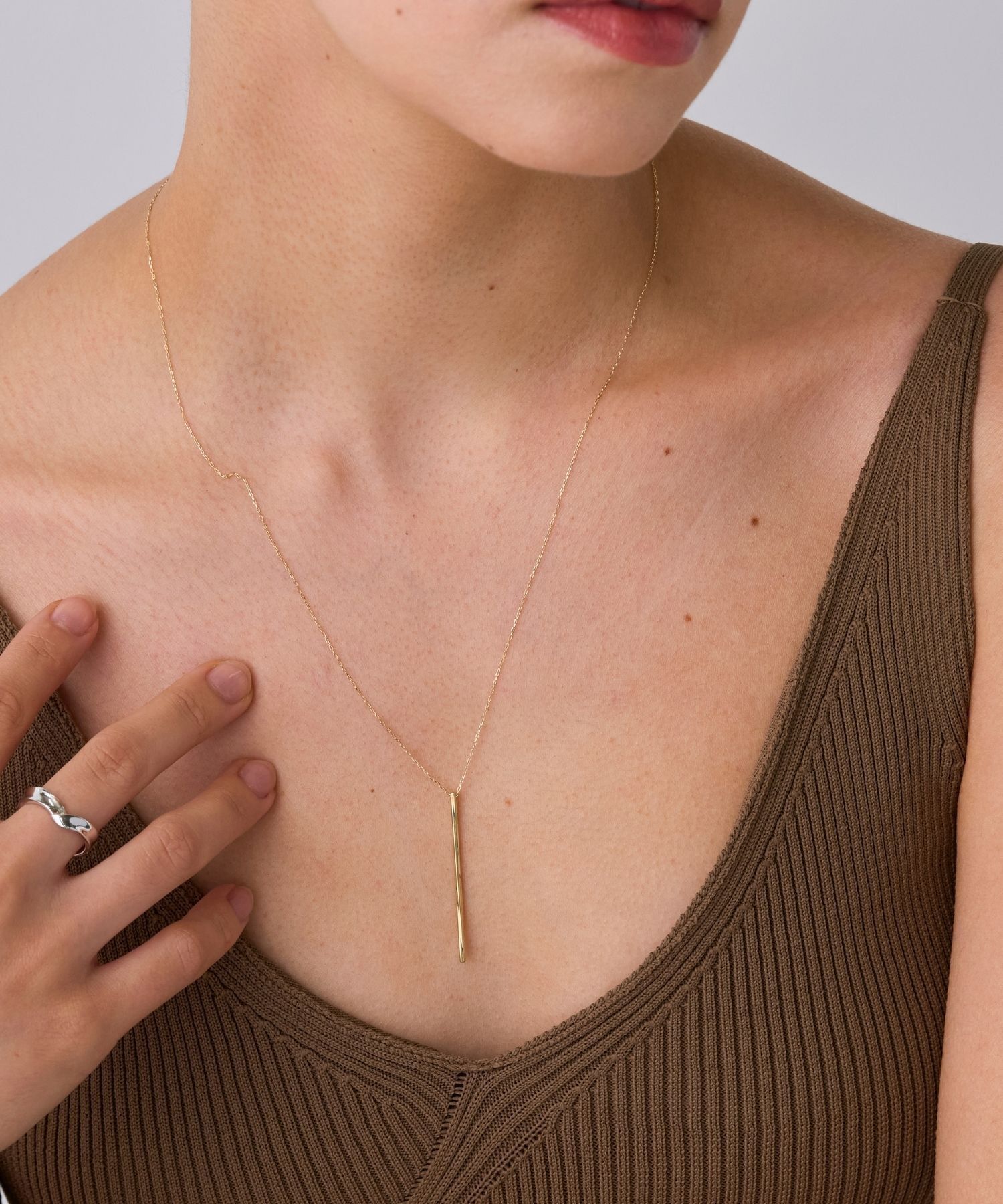 JUPITER「【K10】Y字ロングバーネックレス<45～50.5cm長さ調整可>」|ネックレス|