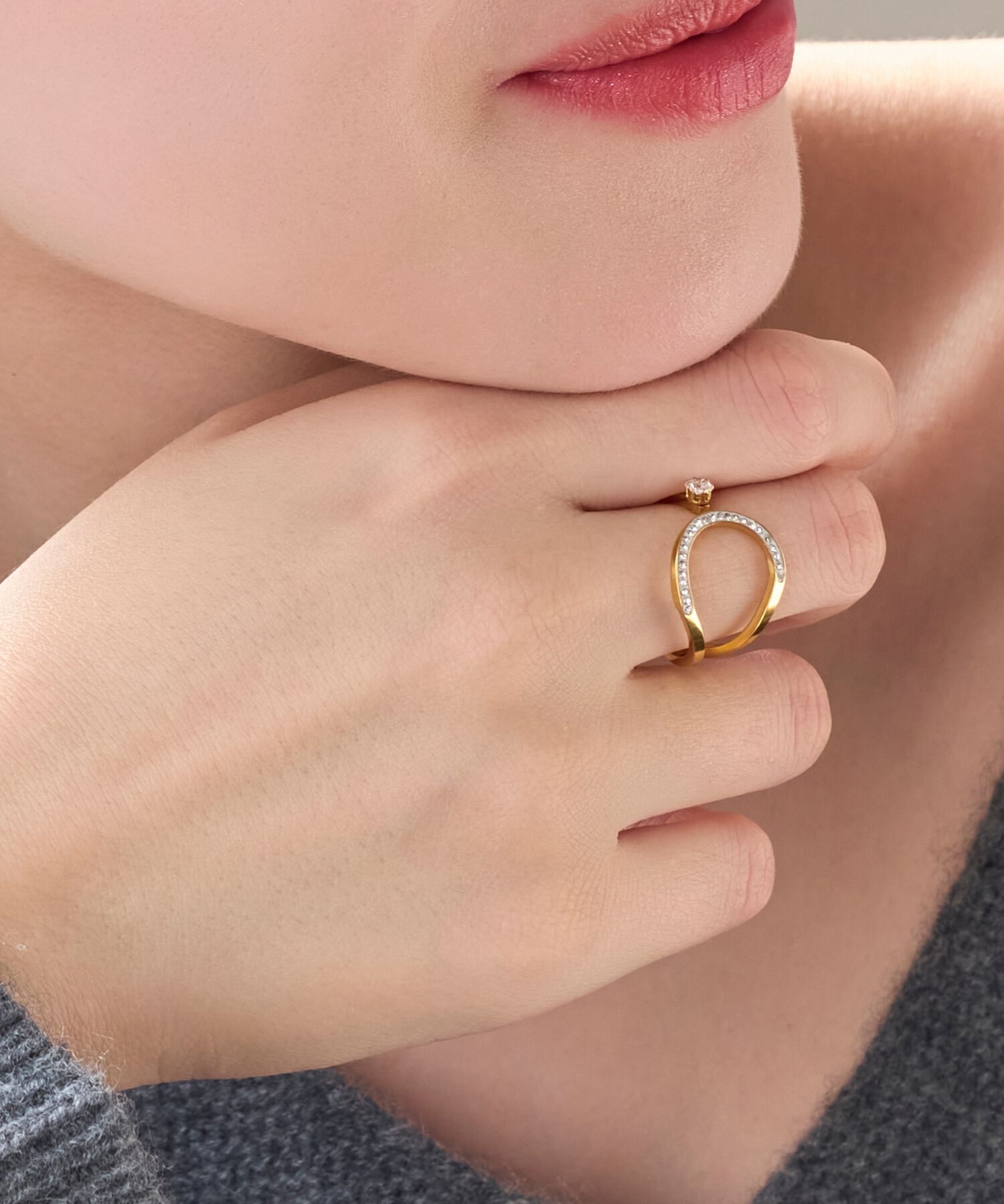 Phoebe「【金属アレルギー対応】カバービジューリング/サージカルステンレス」|リング|