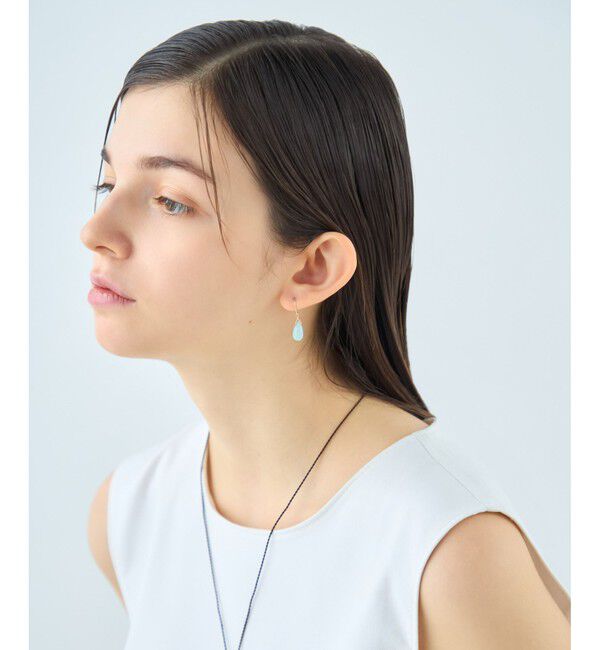 ete「【先行予約】[スウィングドロップ] K10 ナチュラルストーン ピアス」|ピアス|