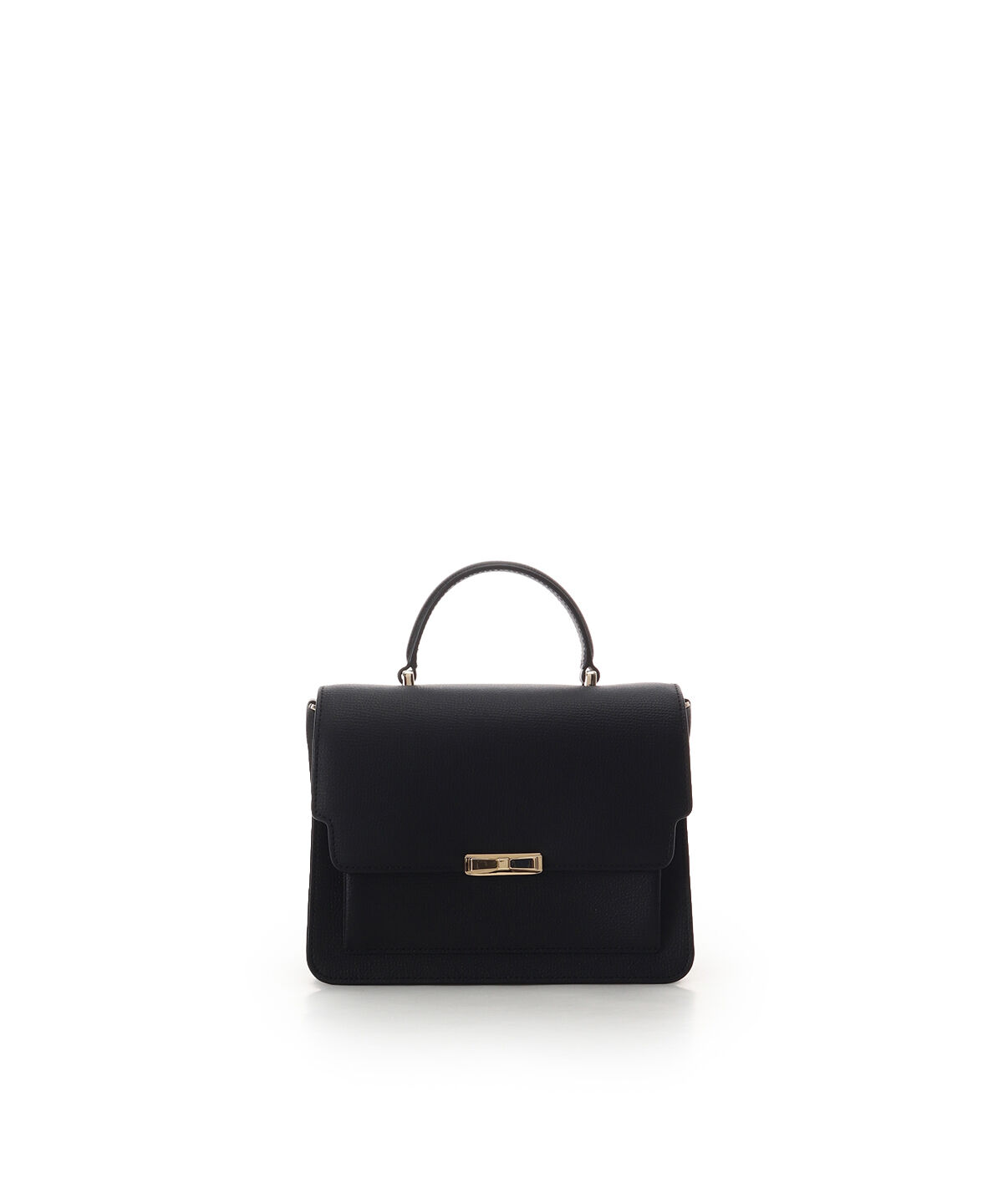 Samantha Thavasa「リボンモチーフ金具スプリットレザーワンハンドルバッグ」|ハンドバッグ|ブラック