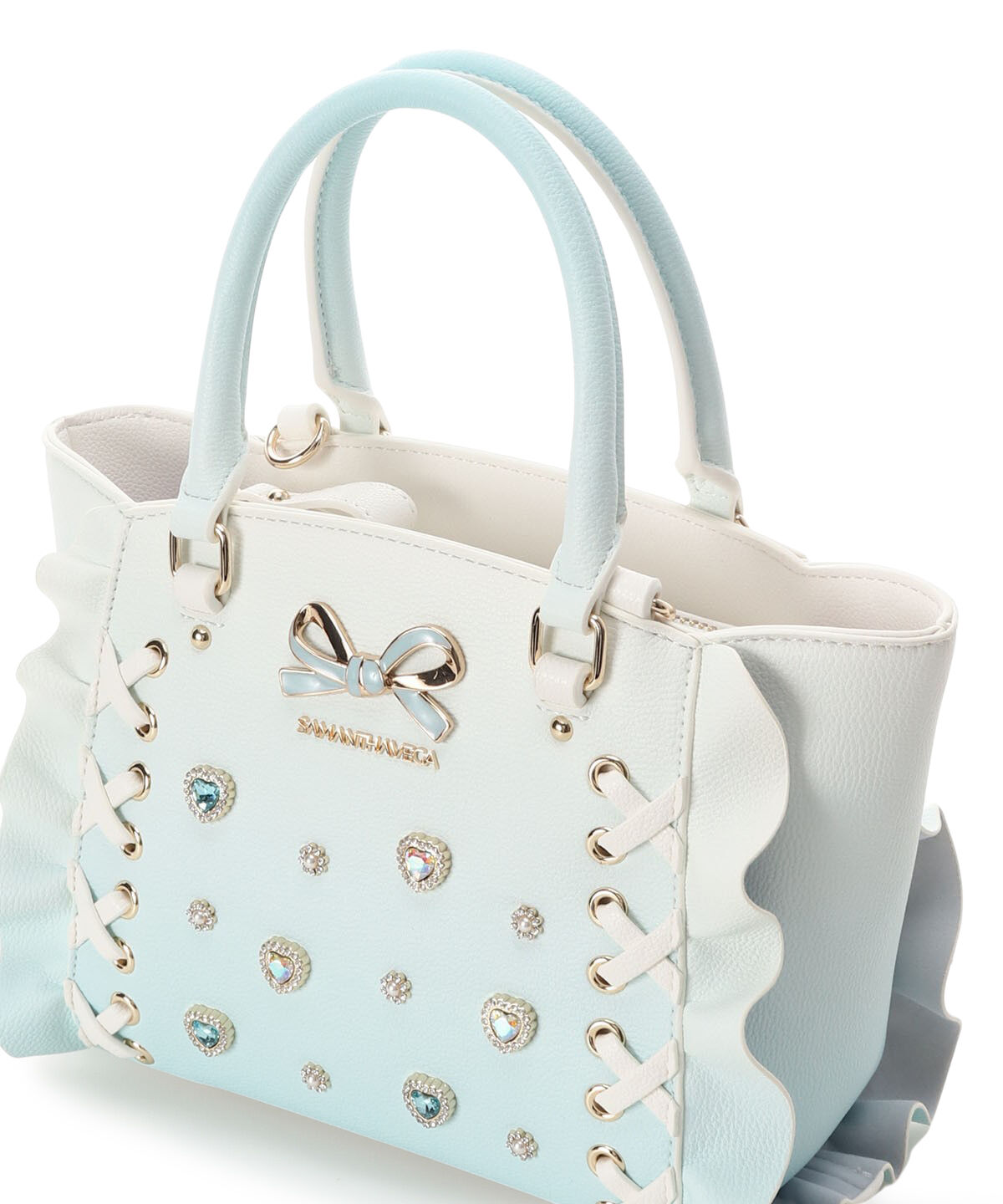 Samantha Vega「レースアップハートビジューグラデーションフラッター（ミニ）」|ハンドバッグ|