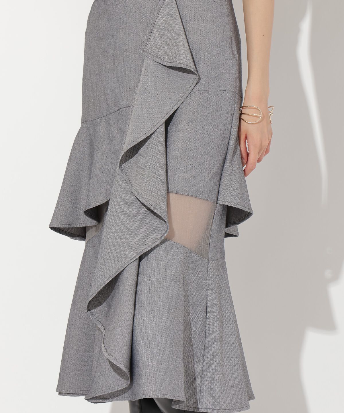 アンドクチュール「ヘリンボーンシアー切替マーメイドスカート」|スカート|