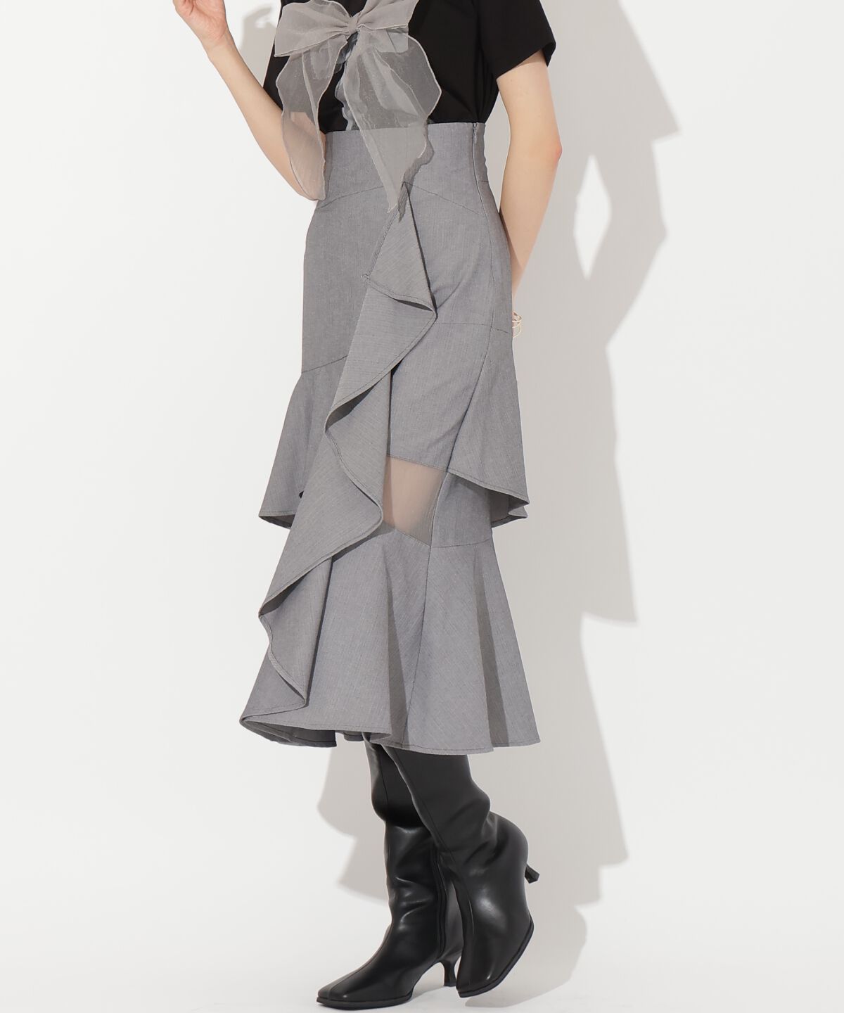 アンドクチュール「ヘリンボーンシアー切替マーメイドスカート」|スカート|