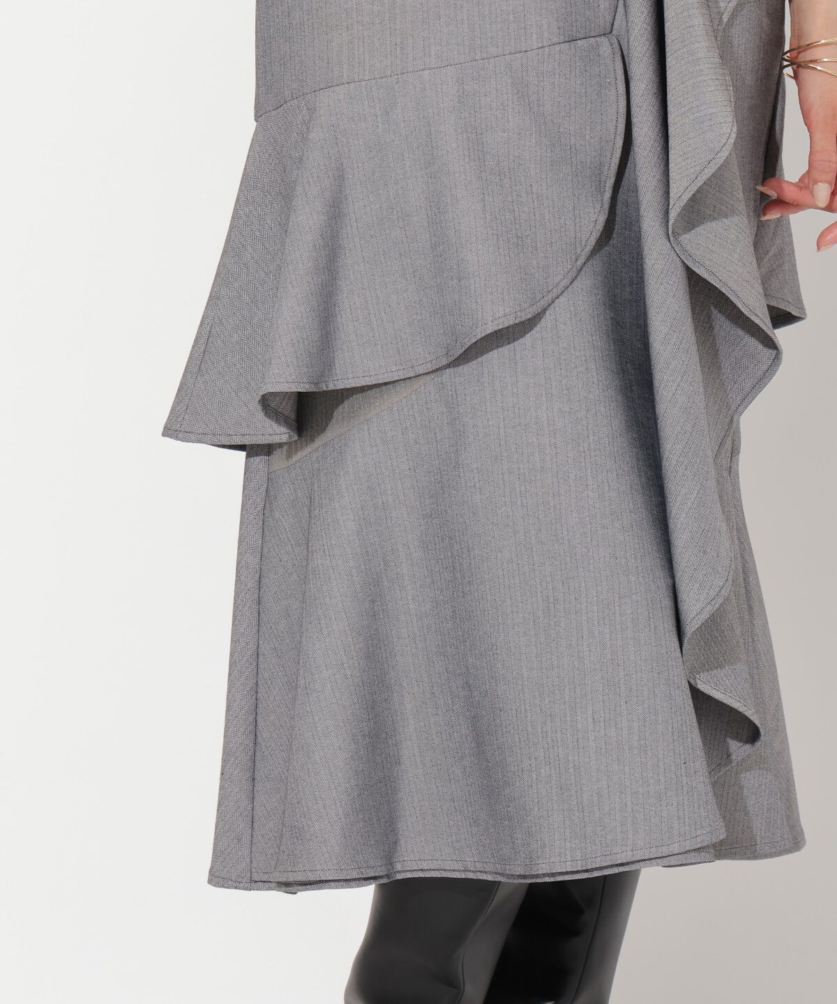 アンドクチュール「ヘリンボーンシアー切替マーメイドスカート」|スカート|