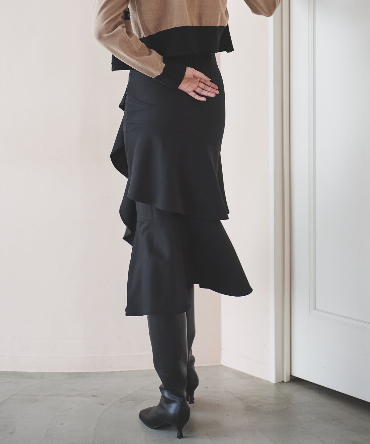 アンドクチュール「ヘリンボーンシアー切替マーメイドスカート」|スカート|