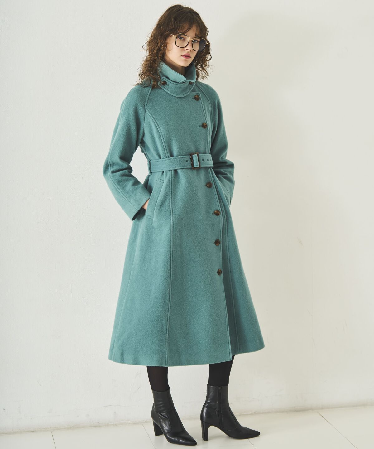 アンドクチュール「ウールモッサアシメボタンロングコート」|ダウン|