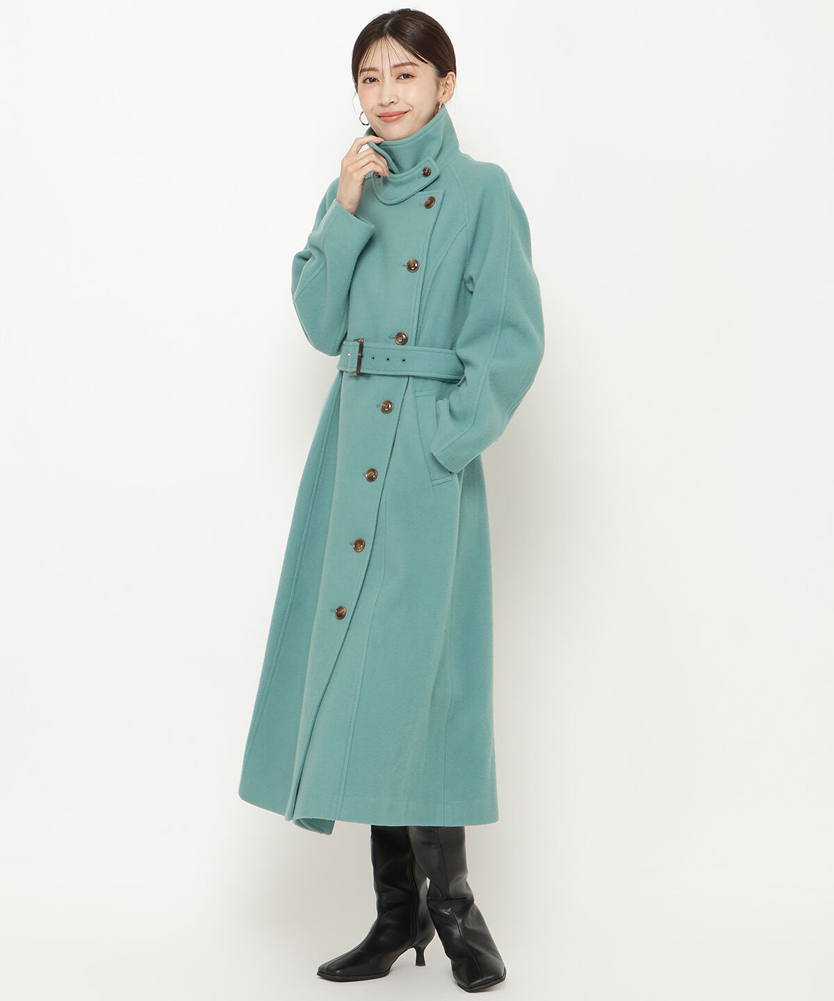 アンドクチュール「ウールモッサアシメボタンロングコート」|ダウン|