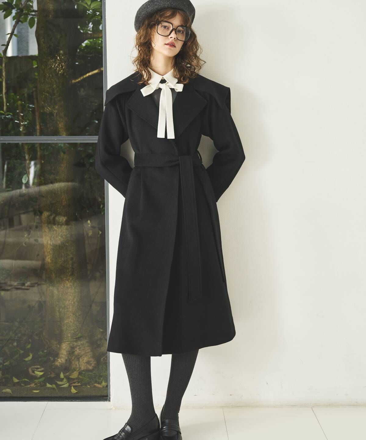 アンドクチュール「ケープカラーロングコート」|ダウン|