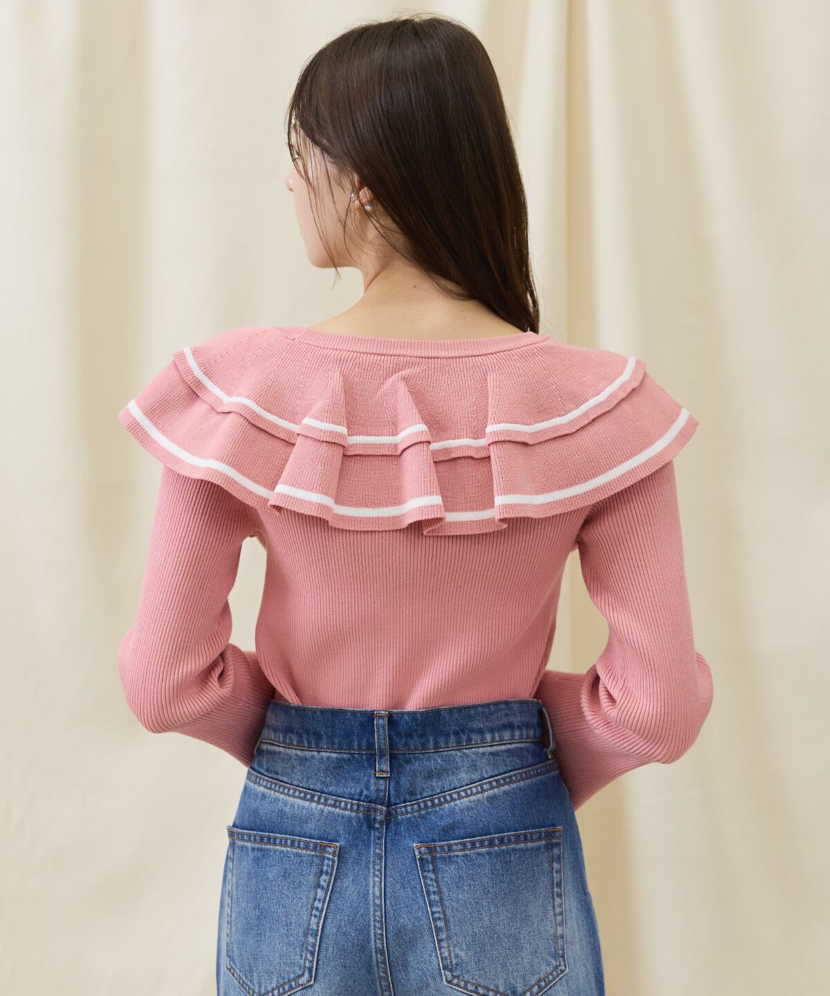 アンドクチュール「配色ケープフリルニット」|ニット・セーター|