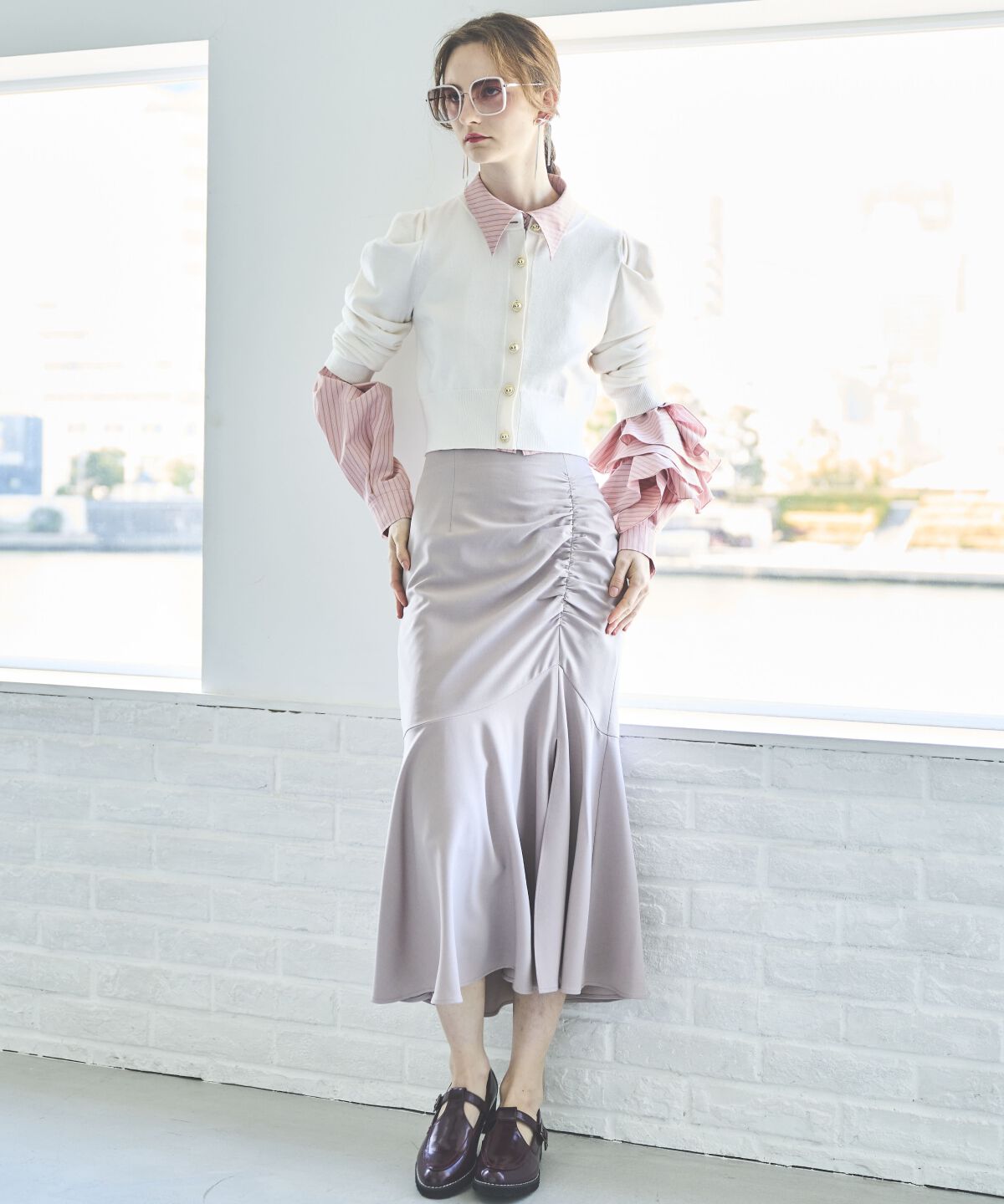 アンドクチュール「パワショルクルーネックカーディガン」|カーディガン|