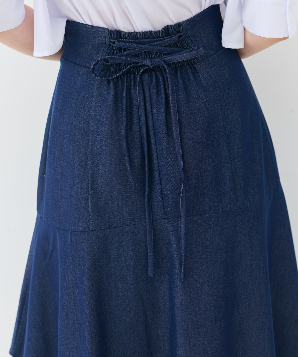 アンドクチュール「デニムライクレイヤードフリルスカート」|フレア|