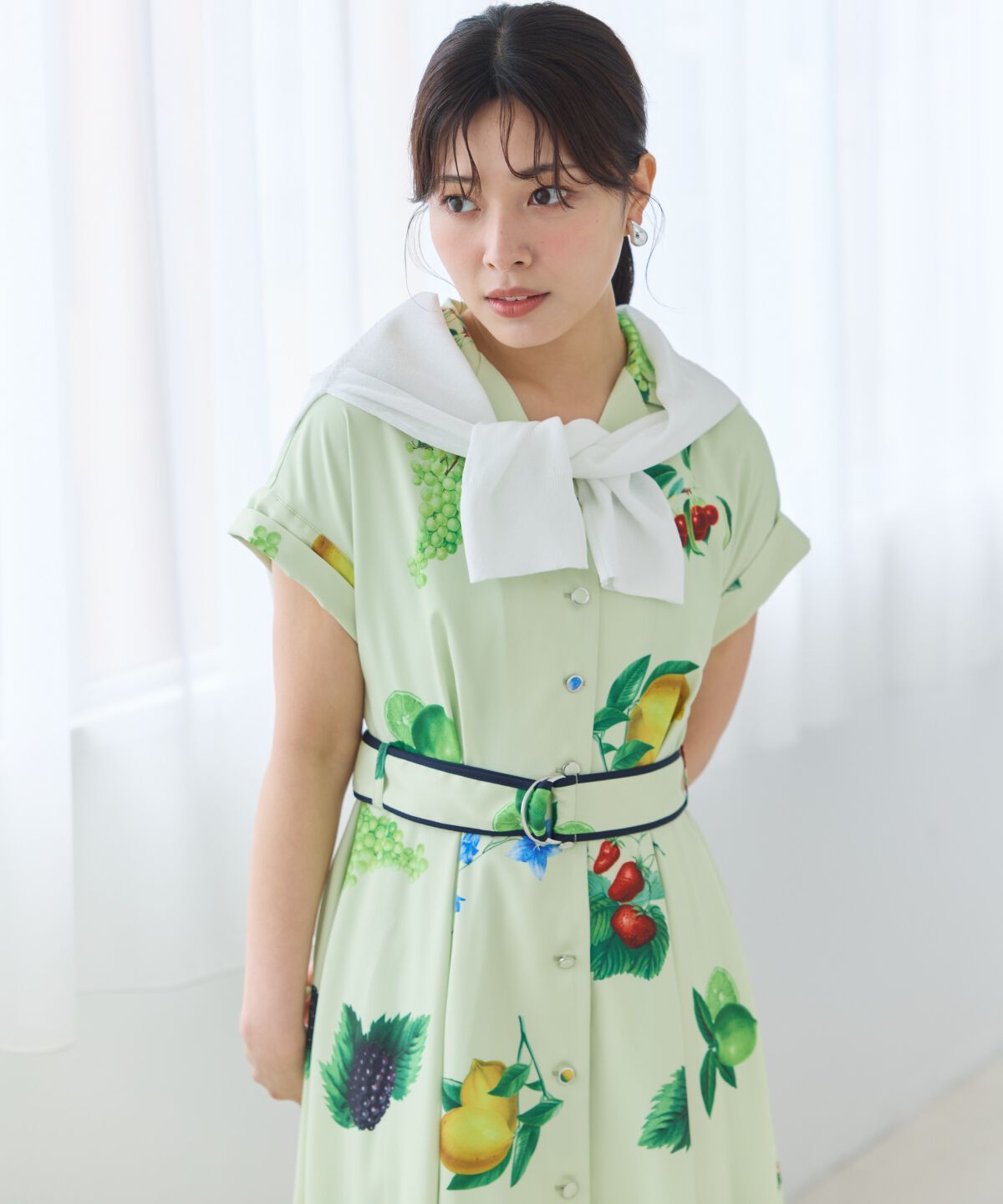 アンドクチュール「フルーツプリントシャツワンピース」|ワンピース|