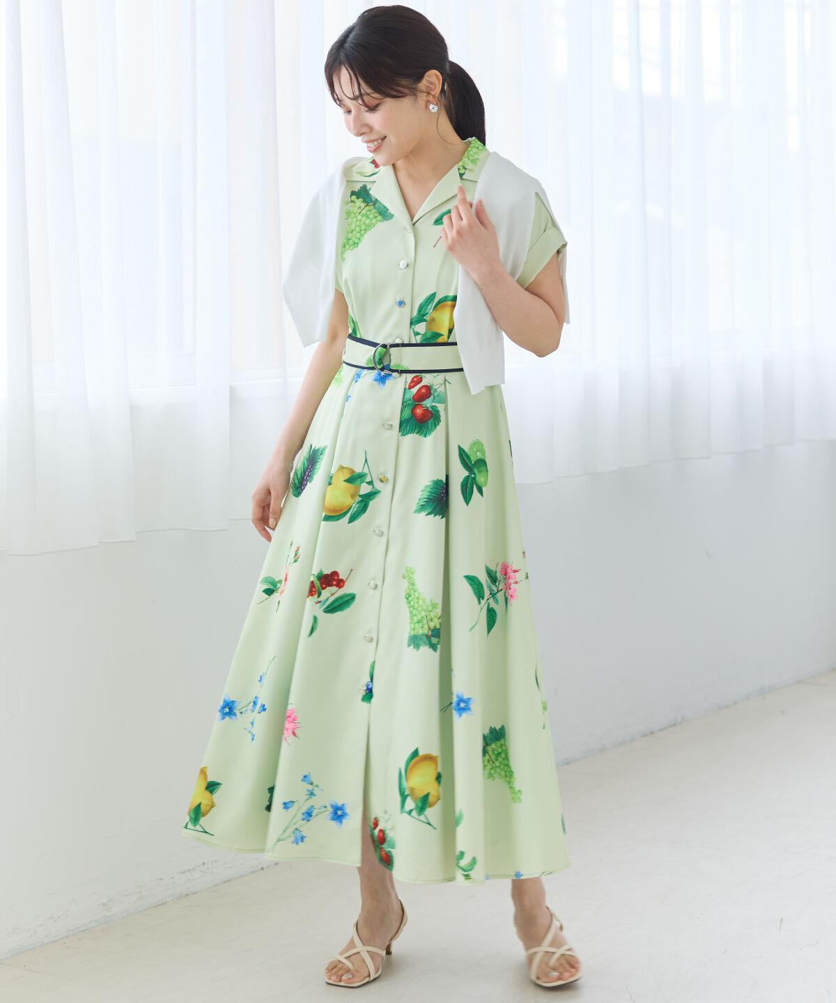 アンドクチュール「フルーツプリントシャツワンピース」|ワンピース|