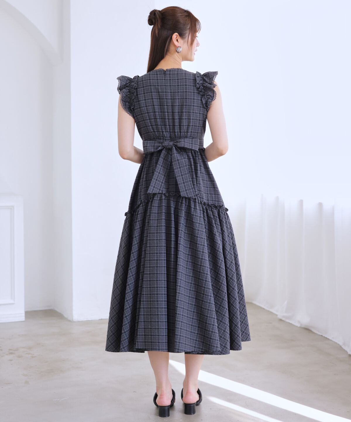 アンドクチュール「サッカーチェックティアードワンピース」|ワンピース|