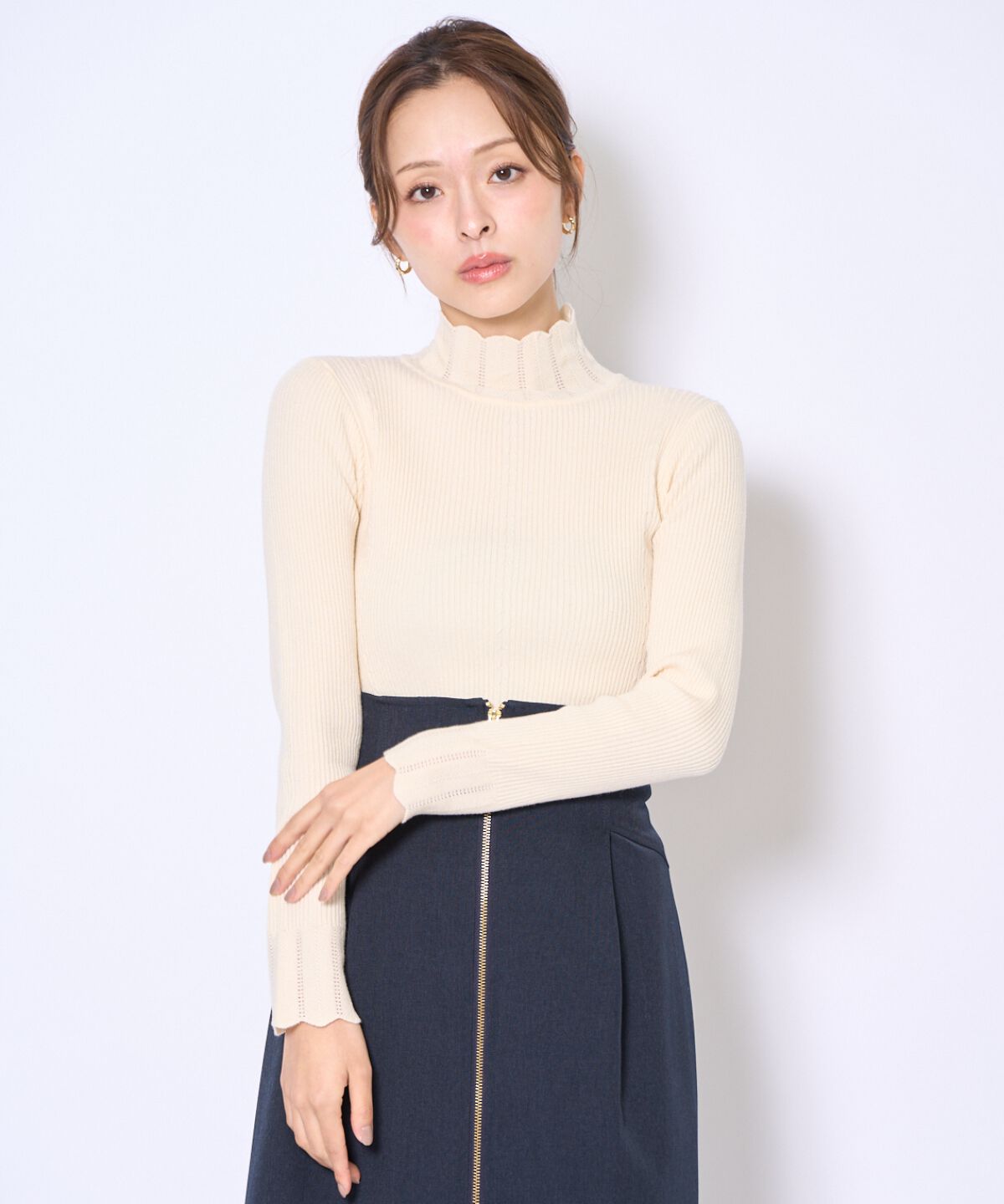 アンドクチュール「スカラハイネックニットプルオーバー」|ニット・セーター|