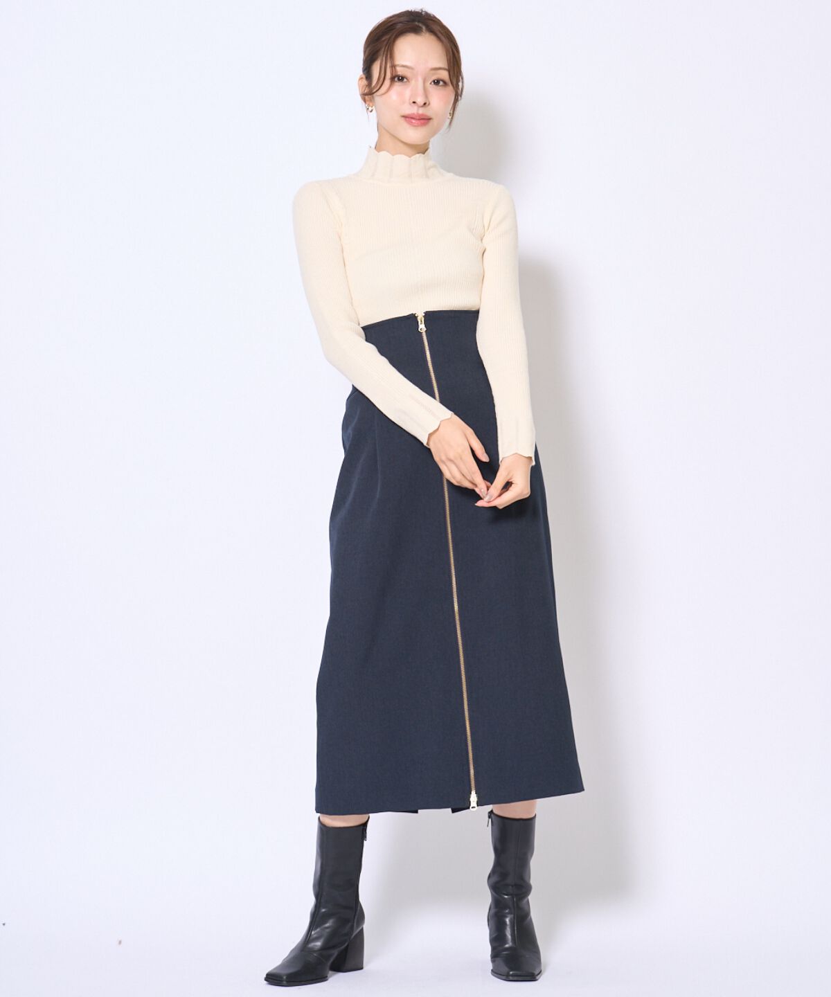 アンドクチュール「スカラハイネックニットプルオーバー」|ニット・セーター|