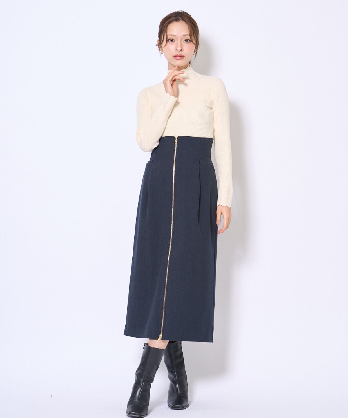 アンドクチュール「スカラハイネックニットプルオーバー」|ニット・セーター|