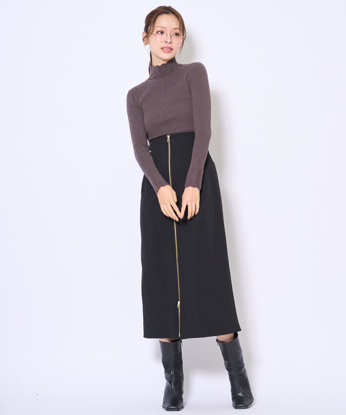 アンドクチュール「スカラハイネックニットプルオーバー」|ニット・セーター|