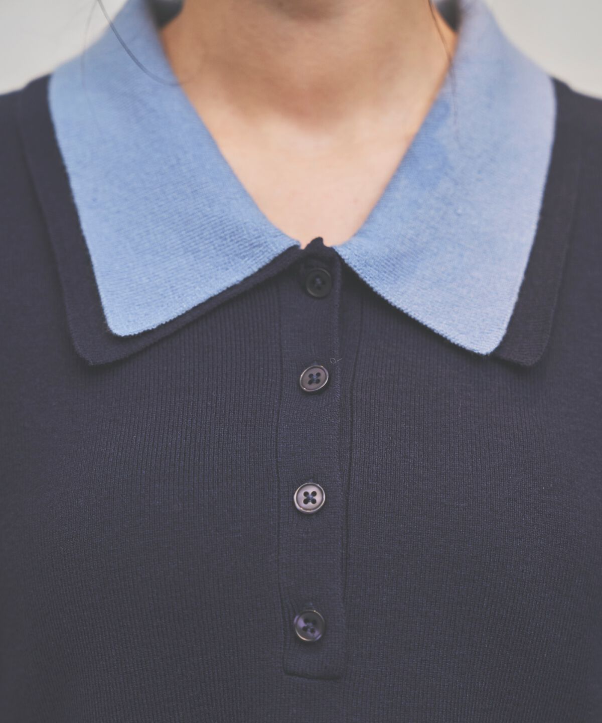 アンドクチュール「バイカラーポロニットフレアミニワンピース」|ワンピース|