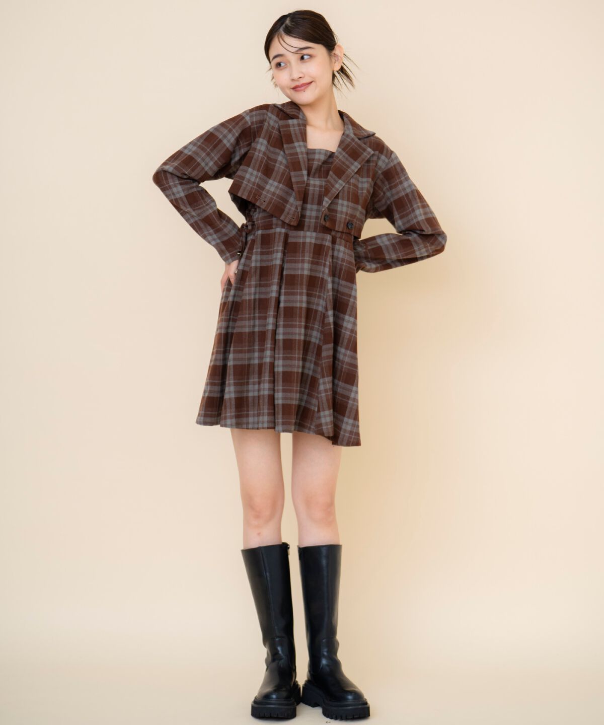 REDYAZEL「チェックショートジャケット」|テーラードジャケット|