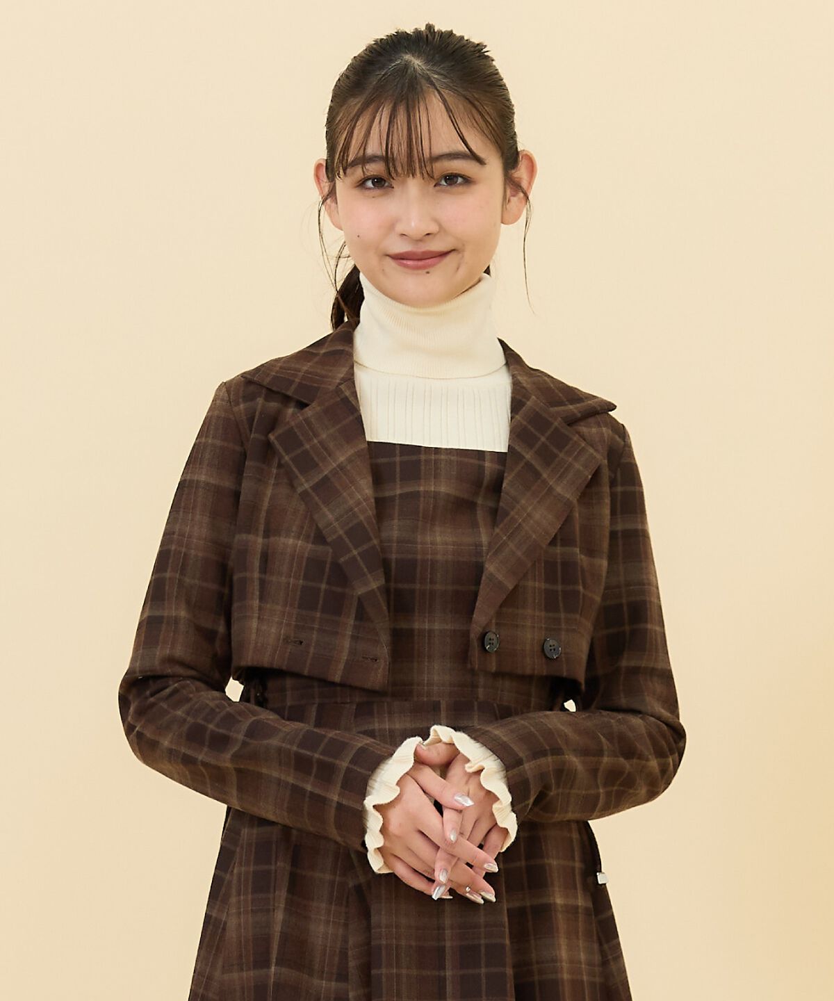 REDYAZEL「チェックショートダブルジャケット」|テーラードジャケット|