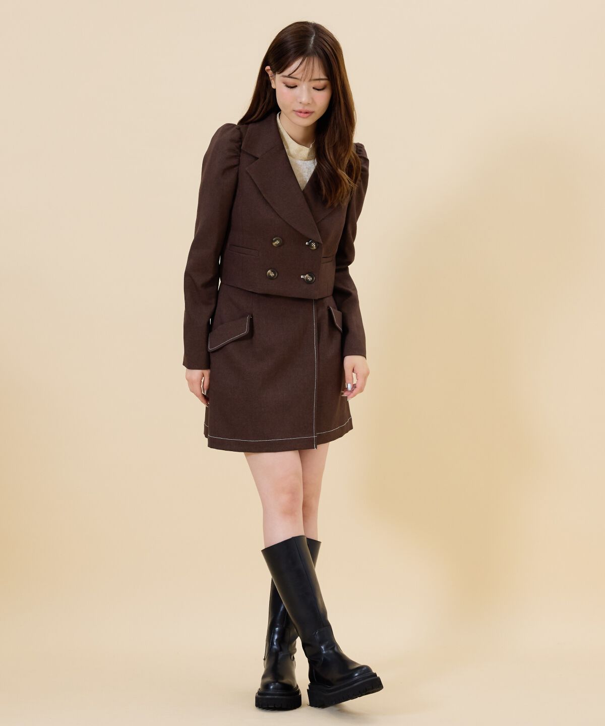 REDYAZEL「ウーリッシュショートダブルジャケット」|テーラードジャケット|