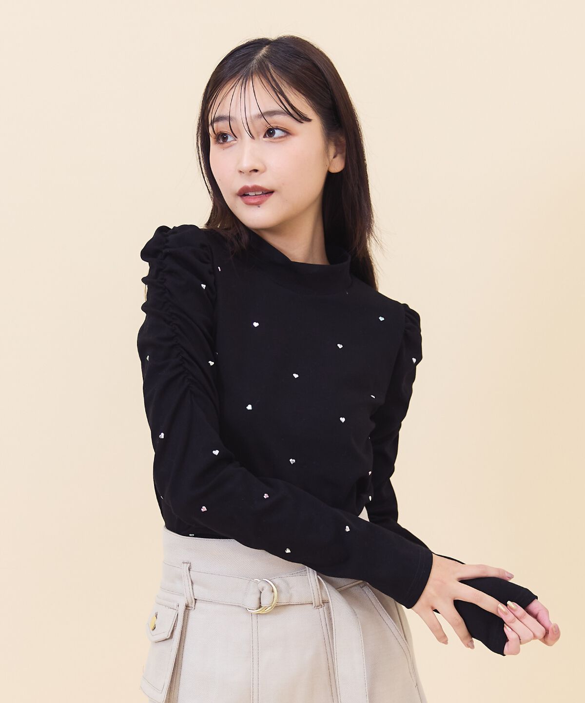 REDYAZEL「ハートストーンハイネックトップス」|Tシャツ・カットソー|