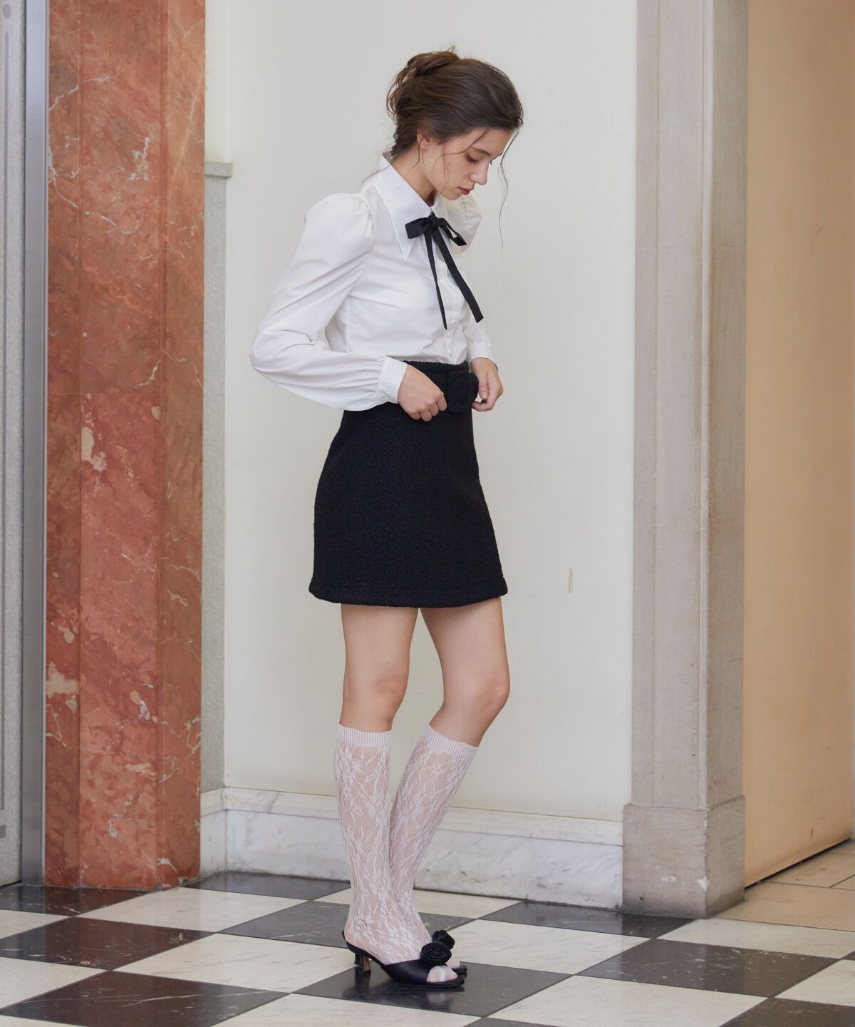 REDYAZEL「ベルティッドブークレミニスカート」|台形|