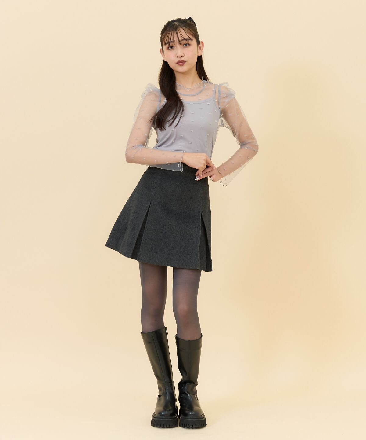 REDYAZEL「リボンフロッキーチュールブラウス」|シャツ・ブラウス|