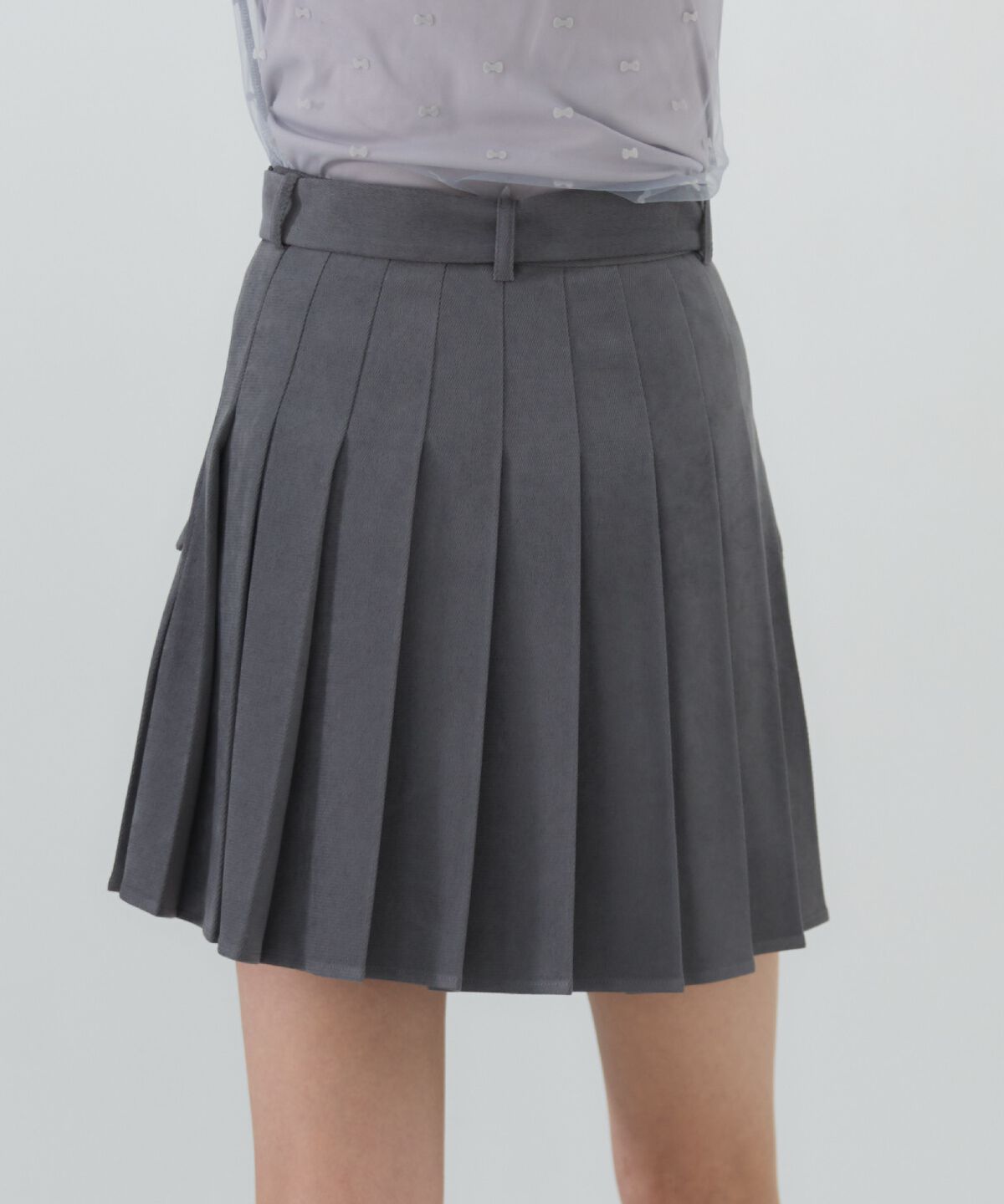 REDYAZEL「ベルテッドプリーツミニスカート」|フレア|